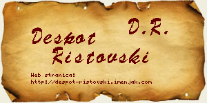 Despot Ristovski vizit kartica